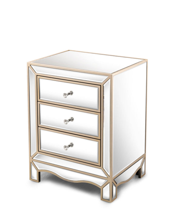 W 19.7" X D 15" X H 26" Champagne mirror three extraction cabinet, multifunctional bedside table image