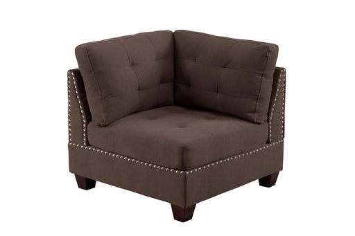 Living Room Furniture Tufted Corner Wedge Black Coffee Linen Like Fabric 1pc Cushion Nail heads Wedge Sofa Wooden Legs image