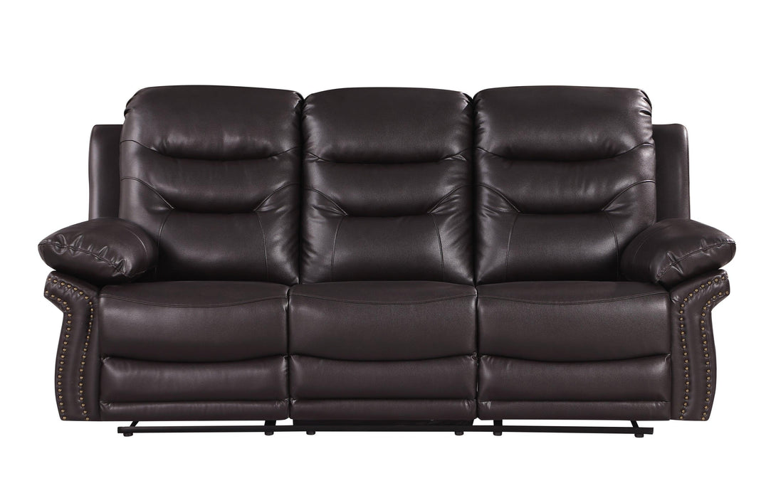 Global United  Leather Air Upholstered Reclining Sofa with Fiber Back image
