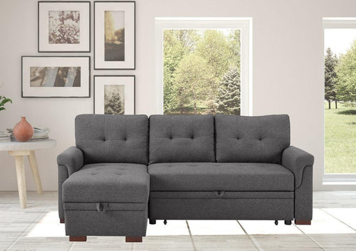 Hunter Dark Gray Linen Reversible Sleeper Sectional Sofa withStorage Chaise image