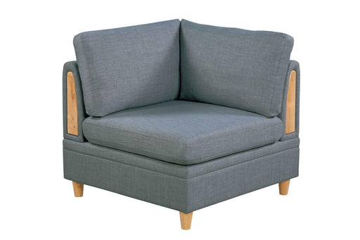 Living Room Furniture Corner Wedge Steel Color Dorris Fabric 1pc Cushion Wedge Sofa Wooden Legs image