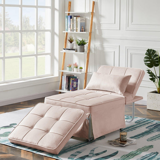 Velvet Folding Sofa Bed Sleeper Chair with Adjustable Backrest . image