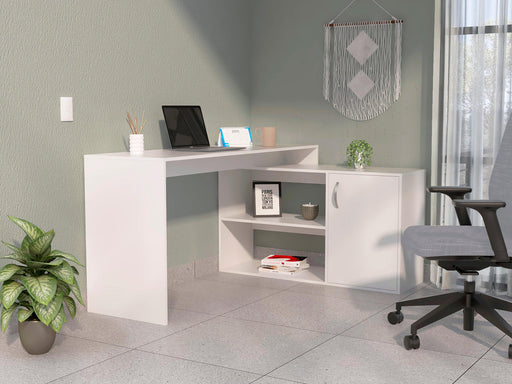 Lyncliff 1-Drawer 2-Shelf L-Shaped Office Desk White image