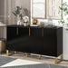 Modern sideboard with Four Doors, Metal handles & Legs and Adjustable Shelves Kitchen Cabinet (Black) image