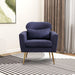 29.5"WModern Boucle Accent Chair Armchair Upholstered Reading Chair Single Sofa Leisure Club Chair with Gold Metal Leg and Throw Pillow for Living Room Bedroom Dorm Room Office, Navy Boucle image