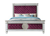 ACME Varian Queen Bed• Burgundy Velvet & Mirrored 27370Q image