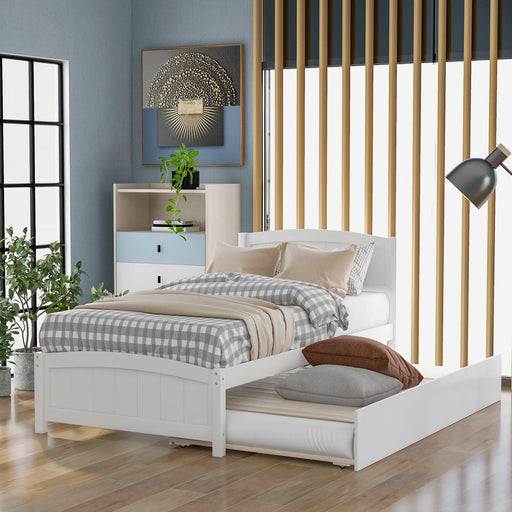 Twin size Platform Bed with Trundle, White image