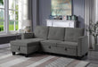 Nova Dark Gray Velvet Reversible Sleeper Sectional Sofa withStorage Chaise image