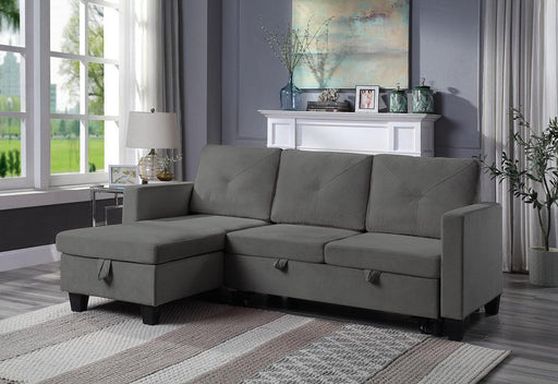Nova Dark Gray Velvet Reversible Sleeper Sectional Sofa withStorage Chaise image