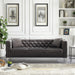 82.3" WidthModern Velvet Sofa Jeweled Buttons Tufted Square Arm Couch Grey,2 Pillows Included image