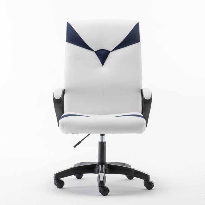 Ergonomic office chair, high backrest adjustable office chair, administrative office chair with armrests, swivel chair, suitable for computer chairs of all ages（White+Navy） image
