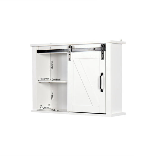Bathroom Wall Cabinet with 2 Adjustable Shelves WoodenStorage Cabinet with a Barn Door 27.16x7.8x19.68 inch image