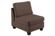 Living Room Furniture Armless Chair Black Coffee Linen Like Fabric 1pc Cushion Armless Chair Wooden Legs image