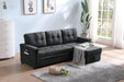 Ashlyn Dark Gray Woven Fabric Sleeper Sectional Sofa Chaise with USB Charger and Tablet Pocket image
