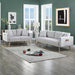 Easton Light Gray Linen Fabric Sofa Loveseat Living Room Set with USB Charging Ports Pockets & Pillows image