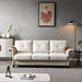 Living Room Furniture Linen Fabric Faux Leather with Wood Leg Sofa (Beige) image