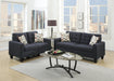 Living Room Furniture 2pc Sofa Set Black Polyfiber Tufted Sofa Loveseat w Pillows Cushion Couch Solid pine image