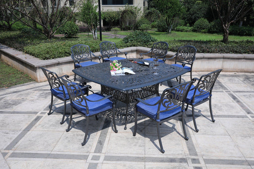 Square 8 - Person 64" Long Aluminum Dining Set with Cushions image
