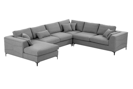 Large Sectional Sofa,145"(L)x117"(W) Classic Look with Tufted Pattern on Outer Armrest and Back, Grey image