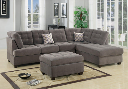 Living Room Sectional Waffle Suede Charcoal Color Sectional Sofa w Pillows Couch Tufted Cushion  Contemporary (NO OTTOMAN) image