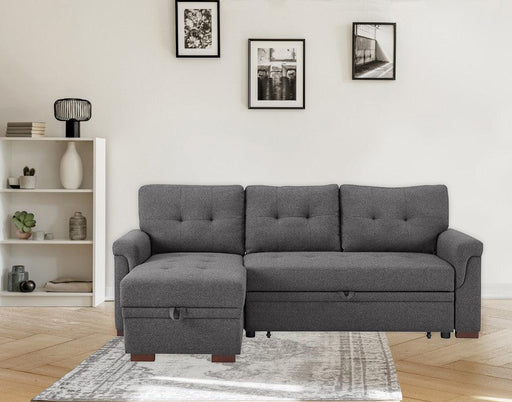 Sierra Dark Gray Linen Reversible Sleeper Sectional Sofa withStorage Chaise image