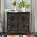 RusticStorage Cabinet with Two Drawers and Four  Classic Rattan Basket for Dining Room/Living Room (Brown Gray) image