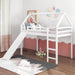 Twin Size Loft Bed with Slide, House Bed with Slide,White image