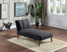 Black Polyfiber Adjustable Chaise Bed Living Room Solid wood Legs Plush Couch image