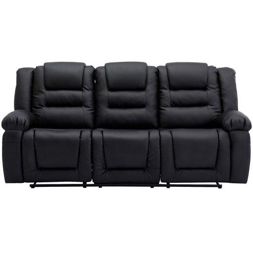Home Theater Seating Manual Recliner with Center Console, PU Leather Reclining Sofa for Living Room,Black image