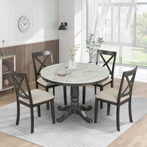 5 Pieces Dining Table and Chairs Set for 4 Persons, Kitchen Room Solid Wood Table with 4 Chairs image