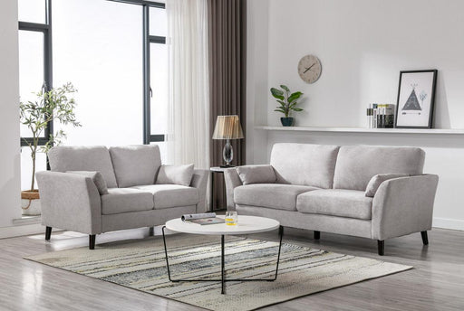 Damian Light Gray Velvet Fabric Sofa Loveseat Living Room Set image