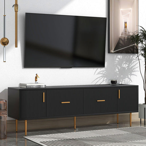 Modern TV Stand with 5 Champagne Legs - Durable, Stylish and Spacious，TVS Up to 75'' image
