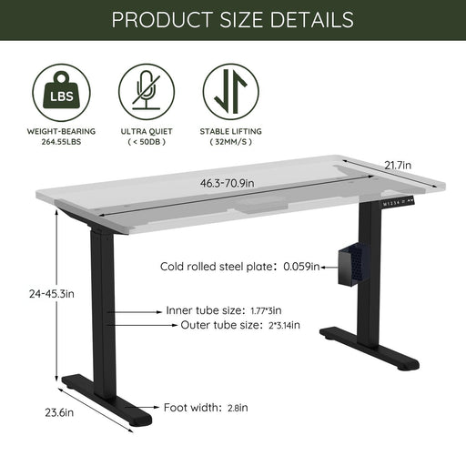 Electric Stand up Desk Frame - ErGear Height Adjustable Table Legs Sit Stand Desk Frame Up to  Ergonomic Standing Desk Base Workstation Frame Only image