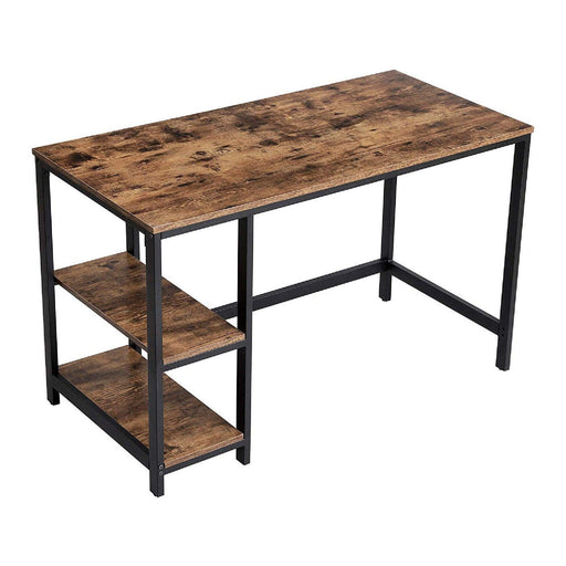 Industrial 47 Inch Wood and Metal Desk with 2 Shelves, Black and Brown image