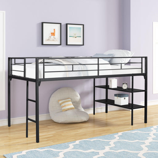 Low Loft bed withStorage shelves image