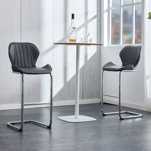 Bar chairModern design for dining and kitchen barstool with metal legs set of 4 (Grey) image