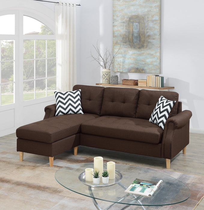 Living Room Corner Sectional Dark Coffee Polyfiber Chaise sofa Reversible Sectional image