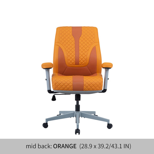 Office Desk Chair, Air Cushion Mid Back Ergonomic Managerial Executive Chairs, Headrest and Lumbar Support Desk Chairs with Wheels and Armrest, Orange/Dark Orange image