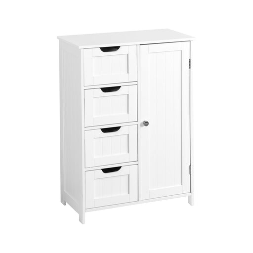 White BathroomStorage Cabinet, Floor Cabinet with Adjustable Shelf and Drawers image