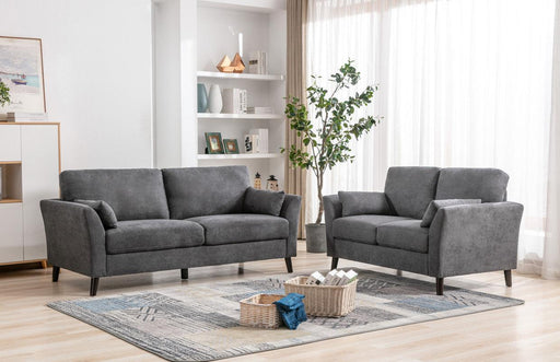 Damian Gray Velvet Fabric Sofa Loveseat Living Room Set image