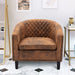accent Barrel chair living room chair with nailheads and solid wood legs  Light  Coffee microfiber fabric image