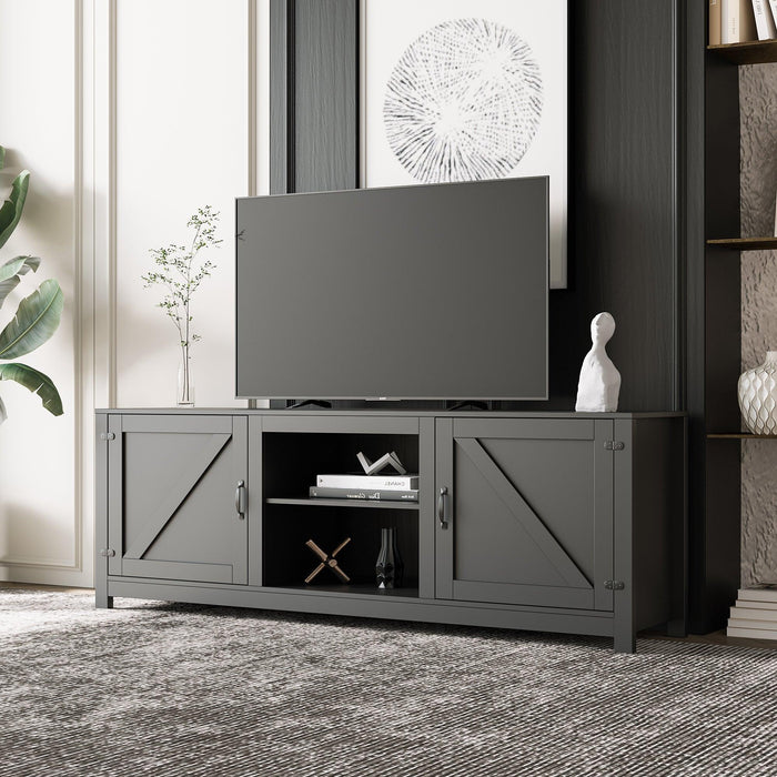 Farmhouse TV Stand,  Wood Entertainment Center Media Console withStorage image