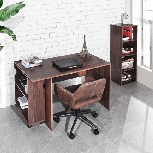 47.4" L Computer Desk with movable bookcase, brown image