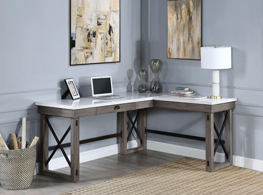 ACME Talmar Writing Desk w/Lift Top in Marble Top & Weathered Gray Finish OF00056 image