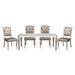 Glamorous Silver Finish Dining Set 5pc Dining Table 4x Side Chairs Crystal Button Tufted UpholsteredModern Style Furniture image