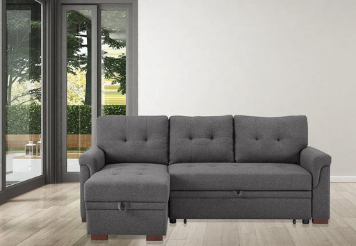 Destiny Dark Gray Linen Reversible Sleeper Sectional Sofa withStorage Chaise image
