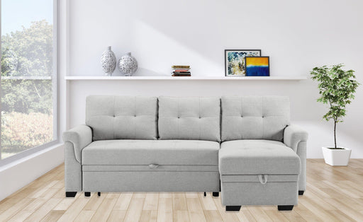 Destiny Light Gray Linen Reversible Sleeper Sectional Sofa withStorage Chaise image