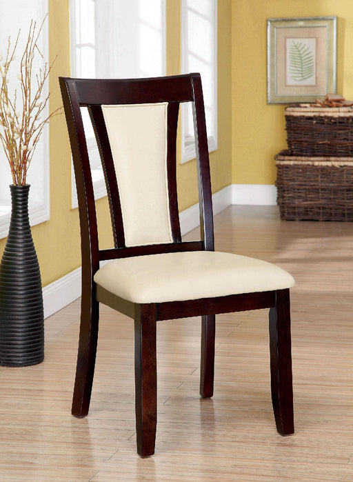 Contemporary Set of 2 Side Chairs Dark Cherry And Ivory Solid wood Chair Padded Leatherette Upholstered Seat Kitchen Dining Room Furniture image