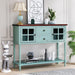 Sideboard Console Table with Bottom Shelf, Farmhouse Wood/Glass BuffetStorage Cabinet Living Room (Retro Blue) image