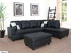 3 PC Sectional Sofa Set, (Black) Faux Leather left-Facing Sofa with FreeStorage Ottoman image